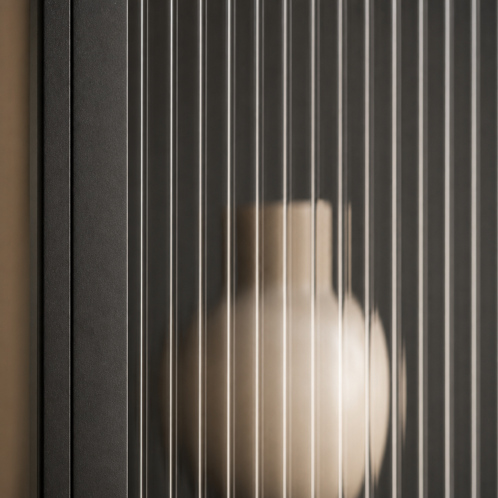 Détail, les cannelures du verre